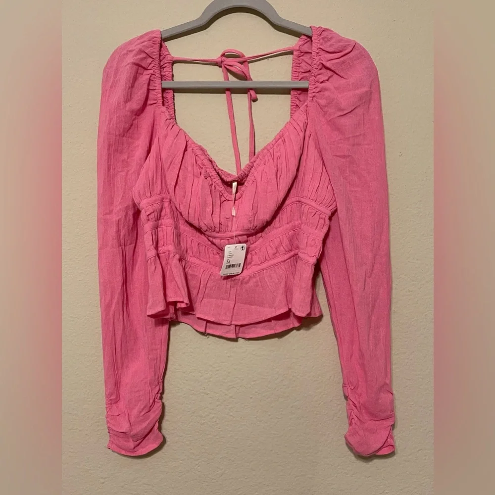 Free People Chloe Pink Crop Top NWT